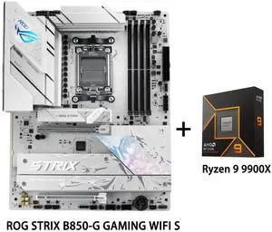 ASUS ROG STRIX B850-A GAMING WIFI S Motherboard & AMD Ryzen 9 9900X CPU Combo, AMD B850 ATX motherboard AM5 Riptide 9000 Series Processor 14+2+2 Power Module,DDR5 Slot,2.5G Wired NIC,BIOS