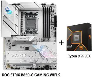 ASUS ROG STRIX B850-A GAMING WIFI S Motherboard & AMD Ryzen 9 9950X CPU Combo, AMD B850 ATX motherboard AM5 Riptide 9000 Series Processor 14+2+2 Power Module,DDR5 Slot,2.5G Wired NIC,BIOS