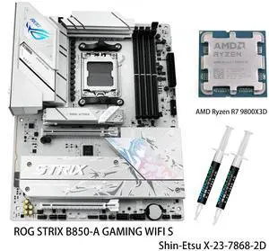 ASUS ROG STRIX B850-A GAMING WIFI S Motherboard & AMD Ryzen 7 9800X3D CPU Combo, AMD B850 ATX motherboard AM5 Riptide 9000 Series Processor 14+2+2 Power Module,DDR5 Slot,2.5G Wired NIC,BIOS ASUS ROG STRIX B850-A GAMING WIFI S Motherboard & AMD Ryzen 7 9800X3D CPU Combo, AMD B850 ATX motherboard AM5 Riptide 9000 Series Processor 14+2+2 Power Module,DDR5 Slot,2.5G Wired NIC,BIOS