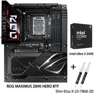 ASUS ROG MAXIMUS Z890 HERO BTF motherboard & Intel Core Ultra 5 245K CPU Comb, Z890 LGA 1851 ATX , hidden-connector design, AI PC Ready, DDR5, WiFi 7, 2.5G LAN, 6x M.2, PCIe 5.0, Thunderbolt 4, AI OC ASUS ROG MAXIMUS Z890 HERO BTF motherboard & Intel Core Ultra 5 245K CPU Comb, Z890 LGA 1851 ATX , hidden-connector design, AI PC Ready, DDR5, WiFi 7, 2.5G LAN, 6x M.2, PCIe 5.0, Thunderbolt 4, AI OC