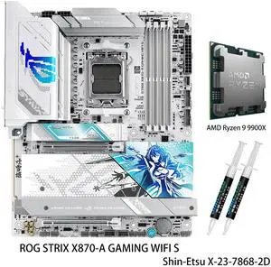 ASUS ROG STRIX X870-A GAMING WIFI S motherboard & AMD Ryzen 9 9900X CPU Combo, AMD AM5 X870 ATX motherboard 16+2+2 power stages, DDR5 AEMP, WiFi 7, 4x M.2, PCIe 5.0, USB4, Ready for Advanced AI PCs ASUS ROG STRIX X870-A GAMING WIFI S motherboard & AMD Ryzen 9 9900X CPU Combo, AMD AM5 X870 ATX motherboard 16+2+2 power stages, DDR5 AEMP, WiFi 7, 4x M.2, PCIe 5.0, USB4, Ready for Advanced AI PCs
