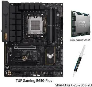 ASUS TUF Gaming B650-Plus Motherboard & AMD Ryzen 9 9950X CPU Combo, ATX Socket AM5 AMD B650 Chipset USB 3.1 Gen 2, USB 3.2 Gen 2, USB-C 3.2 ASUS TUF Gaming B650-Plus Motherboard & AMD Ryzen 9 9950X CPU Combo, ATX Socket AM5 AMD B650 Chipset USB 3.1 Gen 2, USB 3.2 Gen 2, USB-C 3.2