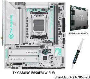 ASUS TX GAMING B650EM WIFI W Motherboard & AMD Ryzen 9 9950X CPU Combo, AMD Socket AM5 for AMD Ryzen 9000 & 8000 & 7000 Series Desktop Processors* ASUS TX GAMING B650EM WIFI W Motherboard & AMD Ryzen 9 9950X CPU Combo, AMD Socket AM5 for AMD Ryzen 9000 & 8000 & 7000 Series Desktop Processors*