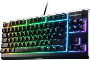 SteelSeries Apex 3 TKL Black Tenkeyless Gaming Keyboard, Whisper-Quiet Membrane Switches, 8-Zone RGB, IP32 Water Resistant, Aluminum Frame, Anti-Ghosting, Black SteelSeries Apex 3 TKL Black Tenkeyless Gaming Keyboard, Whisper-Quiet Membrane Switches, 8-Zone RGB, IP32 Water Resistant, Aluminum Frame, Anti-Ghosting, Black