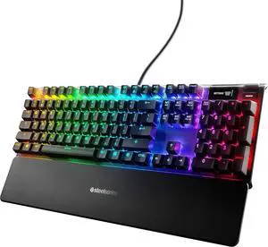 SteelSeries Apex 7 Black Full Size Wired Mechanical Gaming Keyboard, Tactile Blue Switches, Per-Key RGB Backlighting, OLED Smart Display, Aircraft-Grade Aluminum Frame, Magnetic Wrist Rest, Anti-Ghost SteelSeries Apex 7 Black Full Size Wired Mechanical Gaming Keyboard, Tactile Blue Switches, Per-Key RGB Backlighting, OLED Smart Display, Aircraft-Grade Aluminum Frame, Magnetic Wrist Rest, Anti-Ghost
