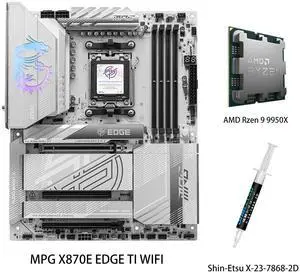 MSI MPG MPG X870E EDGE TI WIFI Motherboard & AMD Ryzen 9 9950X CPU Combo,AM5 AMD X870E SATA 6Gb/s 5G LAN DDR5 M.2 Wi-Fi 7 ATX Motherboards MSI MPG MPG X870E EDGE TI WIFI Motherboard & AMD Ryzen 9 9950X CPU Combo,AM5 AMD X870E SATA 6Gb/s 5G LAN DDR5 M.2 Wi-Fi 7 ATX Motherboards