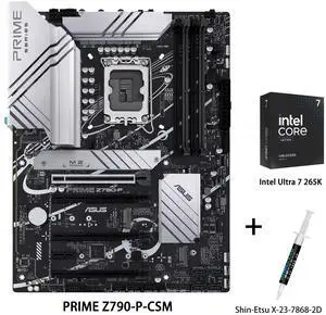 ASUS PRIME Z790-P-CSM Motherboard & Intel Ultra 7 265K CPU Combo, Intel Z790(LGA 1700)ATXmotherboard, three M.2 slots, 14+1 DrMOSDDR5, Realtek 2.5 Gb LAN,USB 3.2 Gen 2x2 Type-c,Aura Sync ASUS PRIME Z790-P-CSM Motherboard & Intel Ultra 7 265K CPU Combo, Intel Z790(LGA 1700)ATXmotherboard, three M.2 slots, 14+1 DrMOSDDR5, Realtek 2.5 Gb LAN,USB 3.2 Gen 2x2 Type-c,Aura Sync