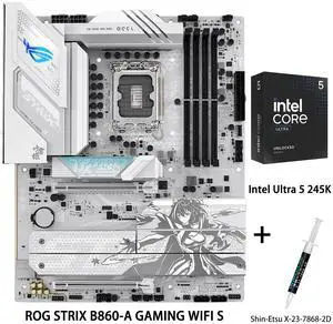 ASUS ROG STRIX B860-A GAMING WIFI S Motherboard & Intel Ultra 5 245K CPU Combo,Intel B860 LGA 1851 ATX DDR5 slot,4 M.2 slots,M.2 quick release armor,slide buckle,aura Sync RGB divine light Sync ASUS ROG STRIX B860-A GAMING WIFI S Motherboard & Intel Ultra 5 245K CPU Combo,Intel B860 LGA 1851 ATX DDR5 slot,4 M.2 slots,M.2 quick release armor,slide buckle,aura Sync RGB divine light Sync