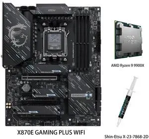 MSI X870E GAMING PLUS WIFI Motherboard & AMD Ryzen 9 9900X CPU Combo, AM5 AMD X870E SATA 6GB/S 5G LAN DDR5 M.2 Wi-Fi 7 ATX Motherboard MSI X870E GAMING PLUS WIFI Motherboard & AMD Ryzen 9 9900X CPU Combo, AM5 AMD X870E SATA 6GB/S 5G LAN DDR5 M.2 Wi-Fi 7 ATX Motherboard