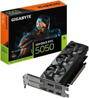 GIGABYTE Low Profile GeForce RTX 5050 8GB GDDR6 PCI Express 5.0 x8 Low Profile Graphics Card , GV-N5050OC-8GL, OC edition GIGABYTE Low Profile GeForce RTX 5050 8GB GDDR6 PCI Express 5.0 x8 Low Profile Graphics Card , GV-N5050OC-8GL, OC edition