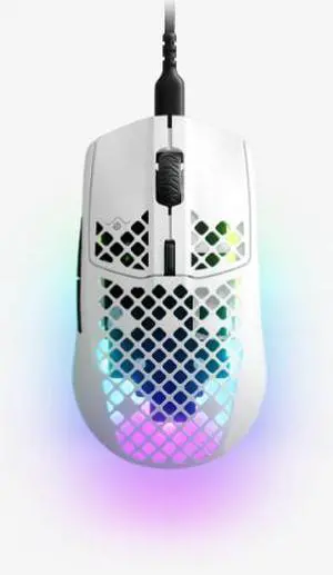 SteelSeries Aerox 3 Wired Gaming Mouse, 59g Honeycomb Shell, TrueMove Core 8500 DPI Sensor, Golden Micro IP54 Switches, IP54 Water & Dust Resistant, 3-Zone PrismSync RGB, Detachable USB-C Cable, White SteelSeries Aerox 3 Wired Gaming Mouse, 59g Honeycomb Shell, TrueMove Core 8500 DPI Sensor, Golden Micro IP54 Switches, IP54 Water & Dust Resistant, 3-Zone PrismSync RGB, Detachable USB-C Cable, White