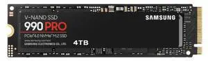SAMSUNG 990 PRO 4TB Internal NVMe M.2 2280 SSD, PCIe Gen4 x4 NVMe 2.0, Up to 7450MB/s Read 6900MB/s Write, V-NAND TLC, 4GB DRAM Cache, 2400TBW, AES 256 Encryption, Max 9g, Gaming PC Laptop Storage SAMSUNG 990 PRO 4TB Internal NVMe M.2 2280 SSD, PCIe Gen4 x4 NVMe 2.0, Up to 7450MB/s Read 6900MB/s Write, V-NAND TLC, 4GB DRAM Cache, 2400TBW, AES 256 Encryption, Max 9g, Gaming PC Laptop Storage