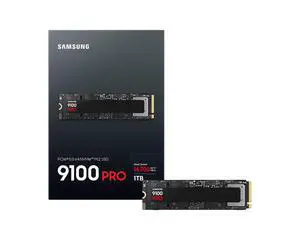 SAMSUNG 9100 PRO 1TB Internal NVMe M.2 2280 SSD, PCIe Gen5 x4 NVMe 2.0, Up to 14700MB/s Read 13300MB/s Write, V-NAND TLC, 1GB Cache, 600TBW, AES 256 Encryption, Max 9g, Gaming PC Laptop Storage SAMSUNG 9100 PRO 1TB Internal NVMe M.2 2280 SSD, PCIe Gen5 x4 NVMe 2.0, Up to 14700MB/s Read 13300MB/s Write, V-NAND TLC, 1GB Cache, 600TBW, AES 256 Encryption, Max 9g, Gaming PC Laptop Storage
