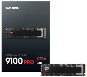 SAMSUNG 9100 PRO 4TB Internal NVMe M.2 2280 SSD, PCIe Gen5 x4 NVMe 2.0, Up to 14800MB/s Read 13400MB/s Write, V-NAND TLC, 4GB DRAM Cache, 2400TBW, AES 256 Encryption, Max 9g,Gaming PC Laptop Storage SAMSUNG 9100 PRO 4TB Internal NVMe M.2 2280 SSD, PCIe Gen5 x4 NVMe 2.0, Up to 14800MB/s Read 13400MB/s Write, V-NAND TLC, 4GB DRAM Cache, 2400TBW, AES 256 Encryption, Max 9g,Gaming PC Laptop Storage