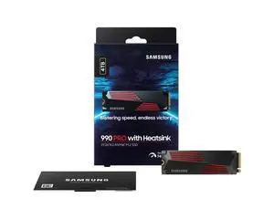 SAMSUNG 990 PRO 4TB Internal NVMe M.2 2280 SSD heatsink edition,PCIe Gen4 x4 NVMe 2.0,Up to 7450MB/s Read 6900MB/s Write,V-NAND TLC,4GB DRAM Cache,2400TBW,AES 256 Encryption,Max 28g,PS5 Compatible SAMSUNG 990 PRO 4TB Internal NVMe M.2 2280 SSD heatsink edition,PCIe Gen4 x4 NVMe 2.0,Up to 7450MB/s Read 6900MB/s Write,V-NAND TLC,4GB DRAM Cache,2400TBW,AES 256 Encryption,Max 28g,PS5 Compatible