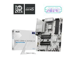 MSI PRO Z890-S WIFI6E W Motherboard, Intel Z890, LGA 1851, Supports Core Ultra Series 2, DDR5 8800+ OC, PCIe 5.0, Lightning Gen5 M.2, 2.5G LAN, Wi-Fi 6E, 12+1+1+1 Duet Rail Power, 6-layer PCB MSI PRO Z890-S WIFI6E W Motherboard, Intel Z890, LGA 1851, Supports Core Ultra Series 2, DDR5 8800+ OC, PCIe 5.0, Lightning Gen5 M.2, 2.5G LAN, Wi-Fi 6E, 12+1+1+1 Duet Rail Power, 6-layer PCB