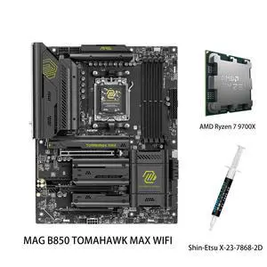 MSI MAG B850 TOMAHAWK MAX WIFI Motherboard& AMD Ryzen 7 9700X CPU Combo, AM5 - 80A SPS VRM, DDR5 Memory Boost 8400+ MT/s (OC), PCIe 5.0 x16, M.2 Gen5, Wi-Fi 7, 5G LAN MSI MAG B850 TOMAHAWK MAX WIFI Motherboard& AMD Ryzen 7 9700X CPU Combo, AM5 - 80A SPS VRM, DDR5 Memory Boost 8400+ MT/s (OC), PCIe 5.0 x16, M.2 Gen5, Wi-Fi 7, 5G LAN