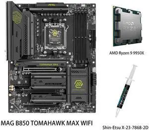 MSI MAG B850 TOMAHAWK MAX WIFI Motherboard& AMD Ryzen 9 9950X CPU Combo, AM5 - 80A SPS VRM, DDR5 Memory Boost 8400+ MT/s (OC), PCIe 5.0 x16, M.2 Gen5, Wi-Fi 7, 5G LAN MSI MAG B850 TOMAHAWK MAX WIFI Motherboard& AMD Ryzen 9 9950X CPU Combo, AM5 - 80A SPS VRM, DDR5 Memory Boost 8400+ MT/s (OC), PCIe 5.0 x16, M.2 Gen5, Wi-Fi 7, 5G LAN