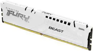 Kingston FURY Beast White Single 16GB DDR5 Memory,5600MT/s PC5-44800 CL40 40-40-40 Timing 1.25V On-die ECC Unbuffered 288Pin UDIMM Standard Desktop Computer Memory RAM Compatible Intel AMD Motherboard Kingston FURY Beast White Single 16GB DDR5 Memory,5600MT/s PC5-44800 CL40 40-40-40 Timing 1.25V On-die ECC Unbuffered 288Pin UDIMM Standard Desktop Computer Memory RAM Compatible Intel AMD Motherboard