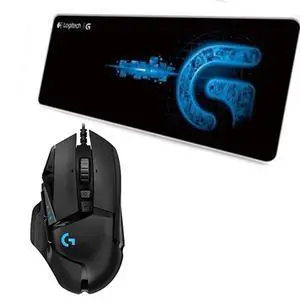Logitech G502 HERO Wired Gaming Mouse + DESK MAT F005-3 black blue Large Fine Mouse Pad Combo, RGB Weighted Macro Programming, 25600DPI, 11 Buttons, 70cm*30cm Low Friction, Long Thickened, Non-Slip Ru Logitech G502 HERO Wired Gaming Mouse + DESK MAT F005-3 black blue Large Fine Mouse Pad Combo, RGB Weighted Macro Programming, 25600DPI, 11 Buttons, 70cm*30cm Low Friction, Long Thickened, Non-Slip Ru
