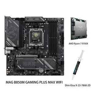 MSI MAG B850 GAMING PLUS MAX WIFI Motherboard & AMD Ryzen 5 9600X CPU Combo, AM5, DDR5 Memory Boost (up to 8200+ MT/s OC), PCIe 5.0 x16, M.2 Gen5, Wi-Fi 7, 5G LAN MSI MAG B850 GAMING PLUS MAX WIFI Motherboard & AMD Ryzen 5 9600X CPU Combo, AM5, DDR5 Memory Boost (up to 8200+ MT/s OC), PCIe 5.0 x16, M.2 Gen5, Wi-Fi 7, 5G LAN