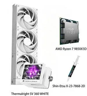 AMD Ryzen 7 9850X3D CPU & STREAM VISION 360 WHITE AIO CPU Liquid Cooler Combo, 3.5inch fullcolor LCD display, 640×480 resolution IPS screen, for Intel LGA 1851/1700/115X/1200/2011/2066 & AMD AM5/AM4 AMD Ryzen 7 9850X3D CPU & STREAM VISION 360 WHITE AIO CPU Liquid Cooler Combo, 3.5inch fullcolor LCD display, 640×480 resolution IPS screen, for Intel LGA 1851/1700/115X/1200/2011/2066 & AMD AM5/AM4