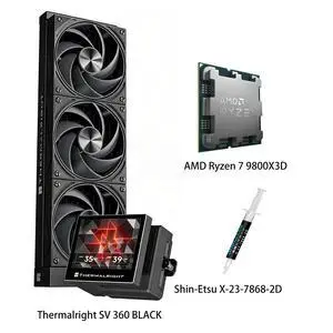 AMD Ryzen 7 9800X3D CPU & STREAM VISION 360 BLACK AIO CPU Liquid Cooler Combo, 3.5inch fullcolor LCD display, 640×480 resolution IPS screen, for Intel LGA 1851/1700/115X/1200/2011/2066 & AMD AM5/AM4 AMD Ryzen 7 9800X3D CPU & STREAM VISION 360 BLACK AIO CPU Liquid Cooler Combo, 3.5inch fullcolor LCD display, 640×480 resolution IPS screen, for Intel LGA 1851/1700/115X/1200/2011/2066 & AMD AM5/AM4