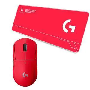 Logitech G PRO X Superlight 2 SE Red Wireless Gaming Mouse + DESK MAT F005-1-red Fine Surface Mouse Pad Combo, 60g Pro-Grade, 5 Programmable Buttons, 44K DPI Sensor, 888+ IPS, 80cm*30cm Low Friction Logitech G PRO X Superlight 2 SE Red Wireless Gaming Mouse + DESK MAT F005-1-red Fine Surface Mouse Pad Combo, 60g Pro-Grade, 5 Programmable Buttons, 44K DPI Sensor, 888+ IPS, 80cm*30cm Low Friction