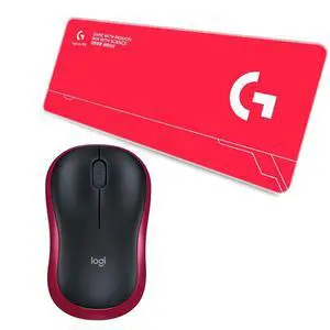 Logitech M185 Wireless Office Gaming Mouse + DESK MAT F005-1-red Fine Surface Mouse Pad Combo, 1000dpi, 3buttons, Symmetrical Design with 2.4G Receiver, BLACK RED, 70cm*30cm Low Friction, Long Thicken Logitech M185 Wireless Office Gaming Mouse + DESK MAT F005-1-red Fine Surface Mouse Pad Combo, 1000dpi, 3buttons, Symmetrical Design with 2.4G Receiver, BLACK RED, 70cm*30cm Low Friction, Long Thicken