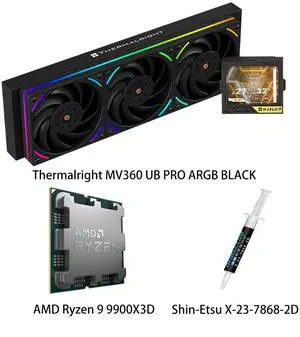 AMD Ryzen 9 9900X3D CPU & MJOLNIR VISION 360 UB PRO ARGB BLACK AIO CPU Liquid Cooler Combo, 3.5Inch IPS LCD Screen, 640×480 Resolution, ARGB, for Intel LGA 1851/1700/115X/1200/2011/2066 & AMD AM5/AM4 AMD Ryzen 9 9900X3D CPU & MJOLNIR VISION 360 UB PRO ARGB BLACK AIO CPU Liquid Cooler Combo, 3.5Inch IPS LCD Screen, 640×480 Resolution, ARGB, for Intel LGA 1851/1700/115X/1200/2011/2066 & AMD AM5/AM4