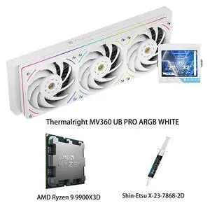 AMD Ryzen 9 9900X3D CPU & MJOLNIR VISION 360 UB PRO ARGB WHITE AIO CPU Liquid Cooler Combo, 3.5Inch IPS LCD Screen, 640×480 Resolution, ARGB, for Intel LGA 1851/1700/115X/1200/2011/2066 & AMD AM5/AM4 AMD Ryzen 9 9900X3D CPU & MJOLNIR VISION 360 UB PRO ARGB WHITE AIO CPU Liquid Cooler Combo, 3.5Inch IPS LCD Screen, 640×480 Resolution, ARGB, for Intel LGA 1851/1700/115X/1200/2011/2066 & AMD AM5/AM4