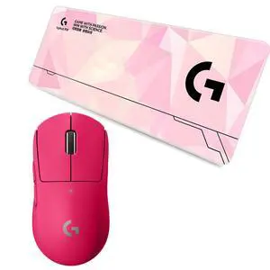 Logitech G PRO X Superlight Pink Mouse + F00514 pink 70cm Large Fine Surface Gaming Mouse Pad Combo, 25600DPI, 5 Buttons, MultiSystem Compatible, Low Friction, NonSlip Rubber Backing Desk Mat Logitech G PRO X Superlight Pink Mouse + F00514 pink 70cm Large Fine Surface Gaming Mouse Pad Combo, 25600DPI, 5 Buttons, MultiSystem Compatible, Low Friction, NonSlip Rubber Backing Desk Mat