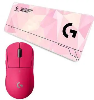 Logitech G PRO X Superlight Pink Mouse + F00514pink 80cm Large Fine Surface Gaming Mouse Pad Combo, 25600DPI, 5 Buttons, MultiSystem Compatible, Low Friction, NonSlip Rubber Backing Desk Mat Logitech G PRO X Superlight Pink Mouse + F00514pink 80cm Large Fine Surface Gaming Mouse Pad Combo, 25600DPI, 5 Buttons, MultiSystem Compatible, Low Friction, NonSlip Rubber Backing Desk Mat