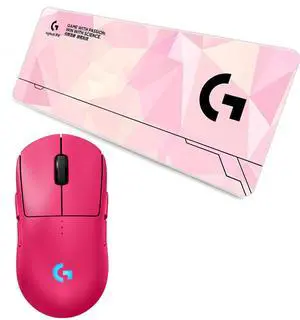 Logitech G PRO 2 LIGHTSPEED Pink Mouse + F00514 pink 70cm Large Fine Surface Gaming Mouse Pad Combo, 44K DPI Sensor, Magnetic Side Buttons, USBC Charging, Low Friction, NonSlip Rubber Backing Desk Logitech G PRO 2 LIGHTSPEED Pink Mouse + F00514 pink 70cm Large Fine Surface Gaming Mouse Pad Combo, 44K DPI Sensor, Magnetic Side Buttons, USBC Charging, Low Friction, NonSlip Rubber Backing Desk