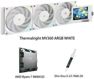 AMD Ryzen 7 9800X3D CPU & MJOLNIR VISION 360 ARGB WHITE AIO CPU Liquid Cooler Combo, 3.5Inch IPS LCD Screen, 320×240 Resolution, for Intel LGA 1851/1700/115X/1200/2011/2066 & AMD AM5/AM4 AMD Ryzen 7 9800X3D CPU & MJOLNIR VISION 360 ARGB WHITE AIO CPU Liquid Cooler Combo, 3.5Inch IPS LCD Screen, 320×240 Resolution, for Intel LGA 1851/1700/115X/1200/2011/2066 & AMD AM5/AM4