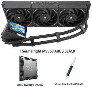 AMD Ryzen 9 9900X CPU & MJOLNIR VISION 360 ARGB BLACK AIO CPU Liquid Cooler Combo, 3.5Inch IPS LCD Screen, 320×240 Resolution, for Intel LGA 1851/1700/115X/1200/2011/2066 & AMD AM5/AM4 AMD Ryzen 9 9900X CPU & MJOLNIR VISION 360 ARGB BLACK AIO CPU Liquid Cooler Combo, 3.5Inch IPS LCD Screen, 320×240 Resolution, for Intel LGA 1851/1700/115X/1200/2011/2066 & AMD AM5/AM4