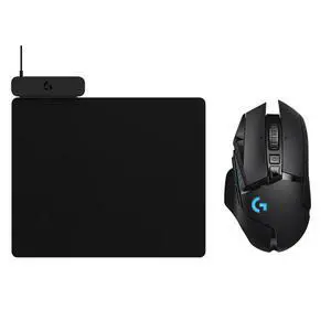 Logitech G502 LIGHTSPEED Black Wireless Gaming Mouse + POWERPLAY 2 Black Wireless Rechargeable Mouse Pad Combo, HERO 16K Sensor, LIGHTSYNC RGB, Tunable Weights, Low Friction Gaming Mat Logitech G502 LIGHTSPEED Black Wireless Gaming Mouse + POWERPLAY 2 Black Wireless Rechargeable Mouse Pad Combo, HERO 16K Sensor, LIGHTSYNC RGB, Tunable Weights, Low Friction Gaming Mat