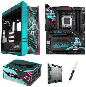 ASUS ROG STRIX X870E-H S MIKU motherboard & CPU & Case & Power Supply Combo, GAMING WIFI7 HATSUNE MIKU EDITION, AMD Ryzen 9 9900X3D, ROG GX601S Helios Mid-Tower Hatsune Miku Case, ROGTHOR1200P3MIKU ASUS ROG STRIX X870E-H S MIKU motherboard & CPU & Case & Power Supply Combo, GAMING WIFI7 HATSUNE MIKU EDITION, AMD Ryzen 9 9900X3D, ROG GX601S Helios Mid-Tower Hatsune Miku Case, ROGTHOR1200P3MIKU