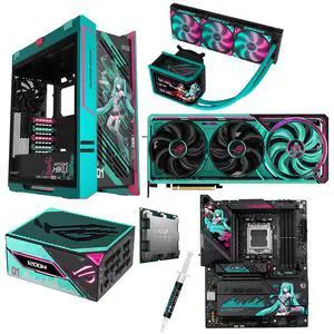 ASUS ROG STRIX X870E-H S MIKU motherboard & CPU &Cooler & GPU & Case & Power Supply Combo, Ryzen 9 9900X3D, ROG GX601S Helios Mid-Tower Hatsune Miku, ROGTHOR1200P3MIKU,ROG-ASTRAL-RTX5080-O16G-MIKU-C ASUS ROG STRIX X870E-H S MIKU motherboard & CPU &Cooler & GPU & Case & Power Supply Combo, Ryzen 9 9900X3D, ROG GX601S Helios Mid-Tower Hatsune Miku, ROGTHOR1200P3MIKU,ROG-ASTRAL-RTX5080-O16G-MIKU-C