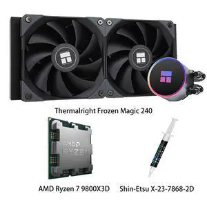 AMD Ryzen 7 9800X3D CPU & Frozen Magic 240 AIO CPU Liquid Cooler Combo, ARGB illuminated cold head, dual 1500RPM fans, for Intel LGA 1851/1700/115X/1200 & AMD AM5/AM4 AMD Ryzen 7 9800X3D CPU & Frozen Magic 240 AIO CPU Liquid Cooler Combo, ARGB illuminated cold head, dual 1500RPM fans, for Intel LGA 1851/1700/115X/1200 & AMD AM5/AM4