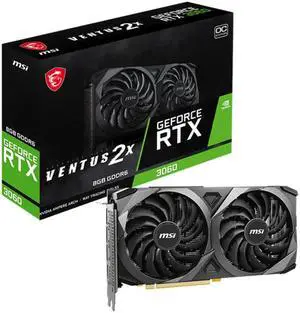 MSI Ventus GeForce RTX 3060 12GB GDDR6 PCI Express 4.0 Graphics Card RTX 3060 Ventus 2X 12G MSI Ventus GeForce RTX 3060 12GB GDDR6 PCI Express 4.0 Graphics Card RTX 3060 Ventus 2X 12G