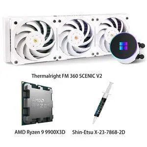AMD Ryzen 9 9900X3D CPU & Frozen Magic 360 SCENIC V2 AIO CPU Liquid Cooler Combo, ARGB metal pump head, three 2150RPM pressureoptimized fans, for Intel LGA 1851/1700/115X/1200 & AMD AM5/AM4 AMD Ryzen 9 9900X3D CPU & Frozen Magic 360 SCENIC V2 AIO CPU Liquid Cooler Combo, ARGB metal pump head, three 2150RPM pressureoptimized fans, for Intel LGA 1851/1700/115X/1200 & AMD AM5/AM4