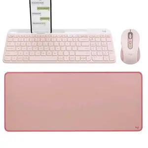 Logitech M750 + K580 + STUDIO Series Desk Pad Pink Bundle, Wireless Bluetooth Optical Mouse, Ultra Thin Silent Comfortable Keyboard, Desk Pad 27.56*11.81*0.08 in Non-Slip Extended Office Desktop Mat Logitech M750 + K580 + STUDIO Series Desk Pad Pink Bundle, Wireless Bluetooth Optical Mouse, Ultra Thin Silent Comfortable Keyboard, Desk Pad 27.56*11.81*0.08 in Non-Slip Extended Office Desktop Mat