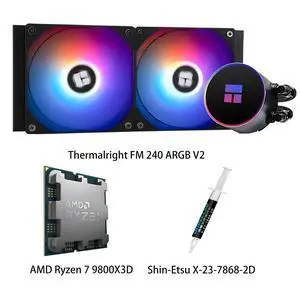 AMD Ryzen 7 9800X3D CPU & Frozen Magic 240 ARGB V2 AIO CPU Liquid Cooler Combo, Dual 1600RPM fans with StablyFDB magnetic bearing, ARGB, for Intel LGA 1851/1700/115X/1200 & AMD AM5/AM4 AMD Ryzen 7 9800X3D CPU & Frozen Magic 240 ARGB V2 AIO CPU Liquid Cooler Combo, Dual 1600RPM fans with StablyFDB magnetic bearing, ARGB, for Intel LGA 1851/1700/115X/1200 & AMD AM5/AM4