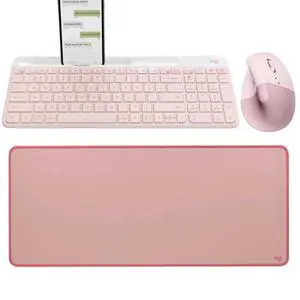 Logitech Lift Vertical + K580 + STUDIO Series Desk Pad Pink Bundle, Wireless Ergonomic Mouse, Ultra Thin Silent Office Keyboard, Desk Pad 27.56*11.81*0.08 in NonSlip Extended Desktop Mat Logitech Lift Vertical + K580 + STUDIO Series Desk Pad Pink Bundle, Wireless Ergonomic Mouse, Ultra Thin Silent Office Keyboard, Desk Pad 27.56*11.81*0.08 in NonSlip Extended Desktop Mat