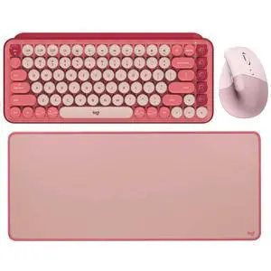 Logitech Lift Vertical + POP Keys + STUDIO Series Desk Pad Pink Bundle, Wireless Ergonomic Mouse, Mechanical Compact Emoji Keyboard, Desk Pad 27.56*11.81*0.08 in NonSlip Extended Desktop Mat Logitech Lift Vertical + POP Keys + STUDIO Series Desk Pad Pink Bundle, Wireless Ergonomic Mouse, Mechanical Compact Emoji Keyboard, Desk Pad 27.56*11.81*0.08 in NonSlip Extended Desktop Mat