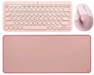Logitech Lift Vertical + K380 + STUDIO Series Desk Pad Pink Bundle, Wireless Ergonomic Mouse, Silent MultiDevice Keyboard, Desk Pad 27.56*11.81*0.08 in NonSlip Extended Desktop Mat Logitech Lift Vertical + K380 + STUDIO Series Desk Pad Pink Bundle, Wireless Ergonomic Mouse, Silent MultiDevice Keyboard, Desk Pad 27.56*11.81*0.08 in NonSlip Extended Desktop Mat