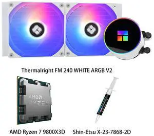 AMD Ryzen 7 9800X3D CPU & Frozen Magic 240 WHITE ARGB V2 AIO CPU Liquid Cooler Combo, Dual 1600RPM fans with S FDB magnetic bearing, ARGB, for Intel LGA 1851/1700/115X/1200 & AMD AM5/AM4 AMD Ryzen 7 9800X3D CPU & Frozen Magic 240 WHITE ARGB V2 AIO CPU Liquid Cooler Combo, Dual 1600RPM fans with S FDB magnetic bearing, ARGB, for Intel LGA 1851/1700/115X/1200 & AMD AM5/AM4