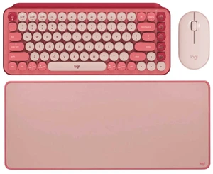 Logitech PEBBLE M350 + POP Keys + STUDIO Series Desk Pad Pink Bundle, Wireless Silent Symmetrical Mouse, Mechanical Compact Emoji Keyboard, Desk Pad 27.56*11.81*0.08 in NonSlip Extended Desktop Mat Logitech PEBBLE M350 + POP Keys + STUDIO Series Desk Pad Pink Bundle, Wireless Silent Symmetrical Mouse, Mechanical Compact Emoji Keyboard, Desk Pad 27.56*11.81*0.08 in NonSlip Extended Desktop Mat