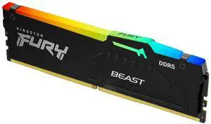 Kingston FURY Beast 16GB DDR5 RGB Single Desktop Memory, 6800MT/s PC554400, CL34 344545 Timing, 1.4V, Hynix Adie IC, OnDie ECC, AMD EXPO & Intel XMP 3.0 Unbuffered 288pin UDIMM, for Intel & AMD Kingston FURY Beast 16GB DDR5 RGB Single Desktop Memory, 6800MT/s PC554400, CL34 344545 Timing, 1.4V, Hynix Adie IC, OnDie ECC, AMD EXPO & Intel XMP 3.0 Unbuffered 288pin UDIMM, for Intel & AMD